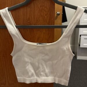 Zara White Ribbed Crop Top